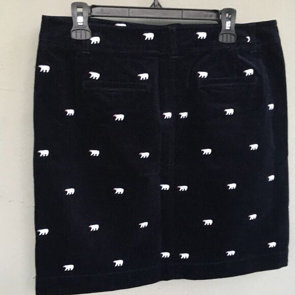 Talbots Women Skirt 10 Navy Blue Velvet Polar Bear Embroidered Knee Whimsical - Picture 13 of 14